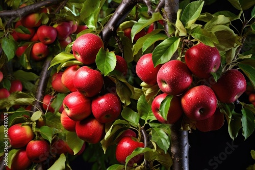 vibrant mix of red and green apples on tree
