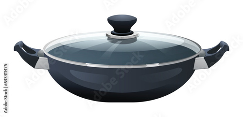 Stewpot vector isolated on white background. Pan kitchenware cartoon illustration