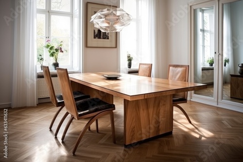 clean and polished wooden dining set
