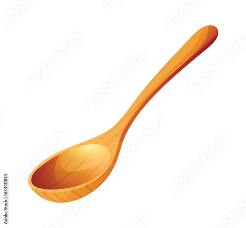 Wooden spoon vector isolated on white background. Kitchenware cartoon illustration