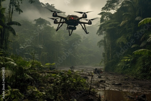 drone monitoring illegal activities in rainforest