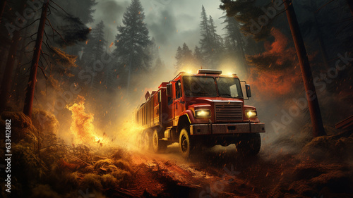 fire truck in the forest
