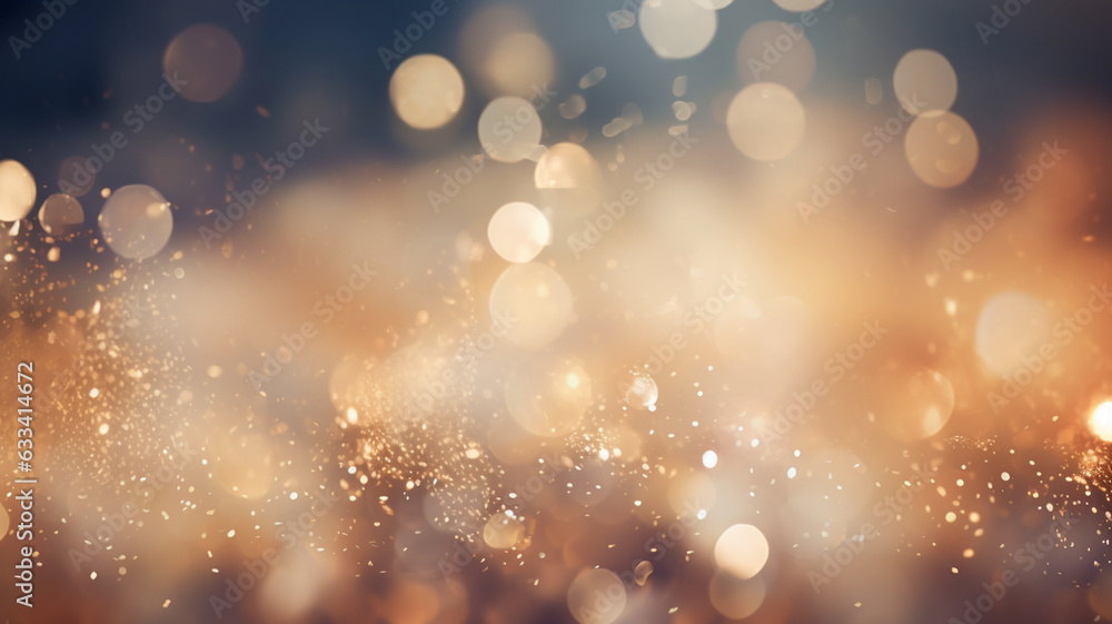 festive background with natural bokeh and bright golden lights. vintage magic background