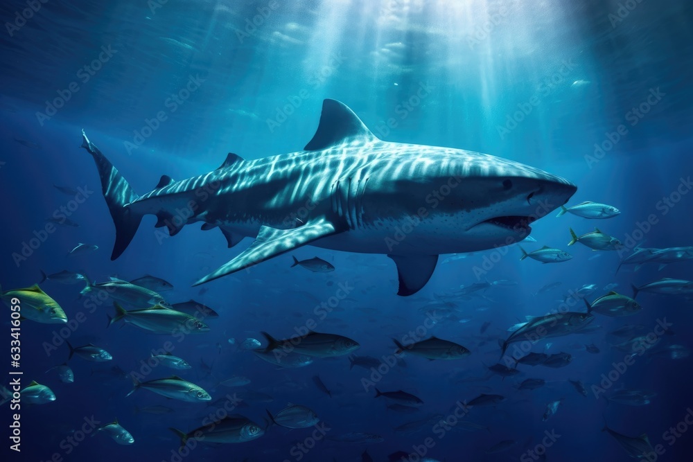 Fototapeta premium serene underwater scene of whale shark feeding