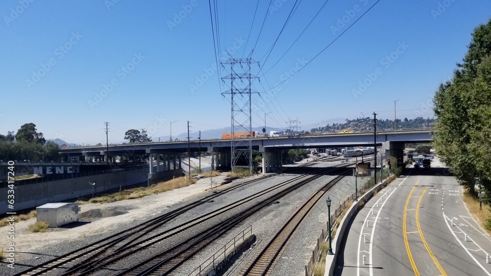 The railroad under the bridge