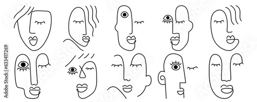 Abstract Face Line Art