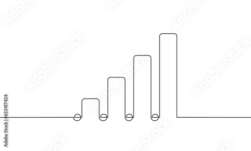 Continuous line drawing of graph. Illustration vector of bar chart. Business growth icon. Object one line. Single line art
