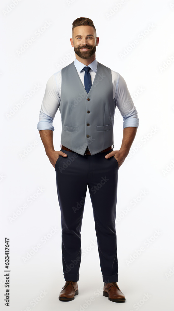 Full shot of professional looking 32 year old male. Work, job, outfit. Isolated on white background. Full shot of professional looking 32 year old male. Work, job, outfit. Isolated on white background.