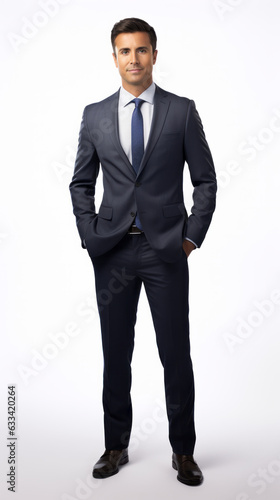 Full shot of professional looking 32 year old male. Work, job, outfit. Isolated on white background.