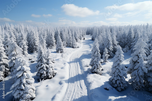 winter forest with pines in snow ,dron view ,pattern © Наталья Добровольска