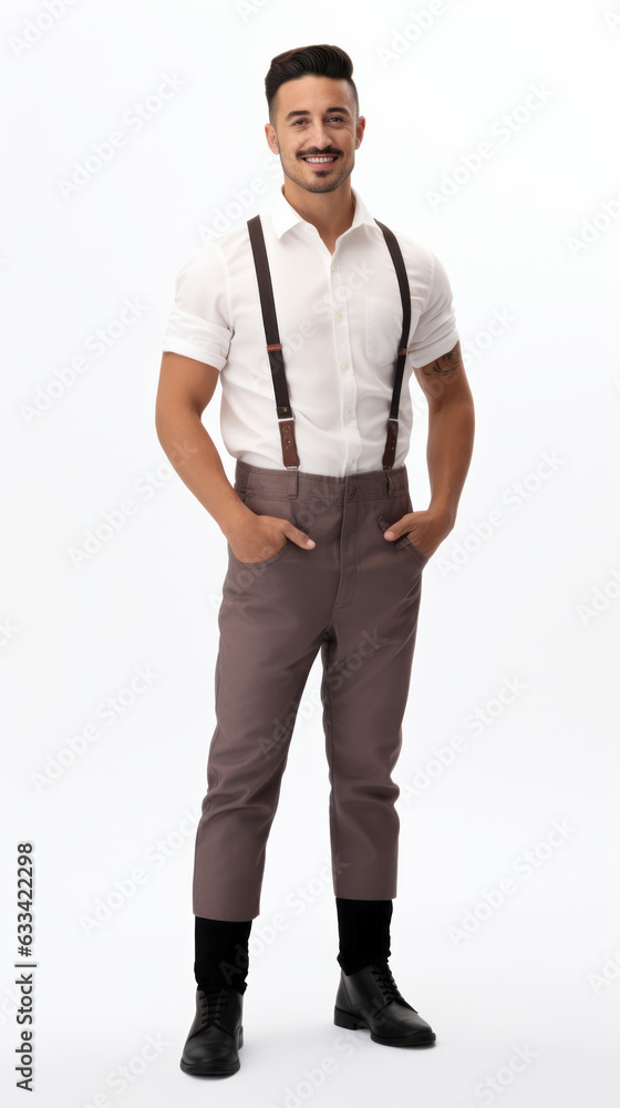 Full shot of professional looking 32 year old male. Work, job, outfit. Isolated on white background.