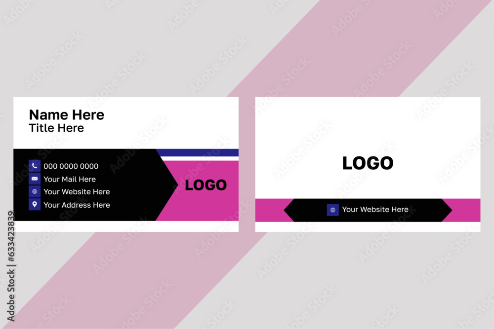 Fototapeta premium Double sided business card design template .Creative and minimalist business card. Abstract business card layout. Modern business card template with flat user interface.