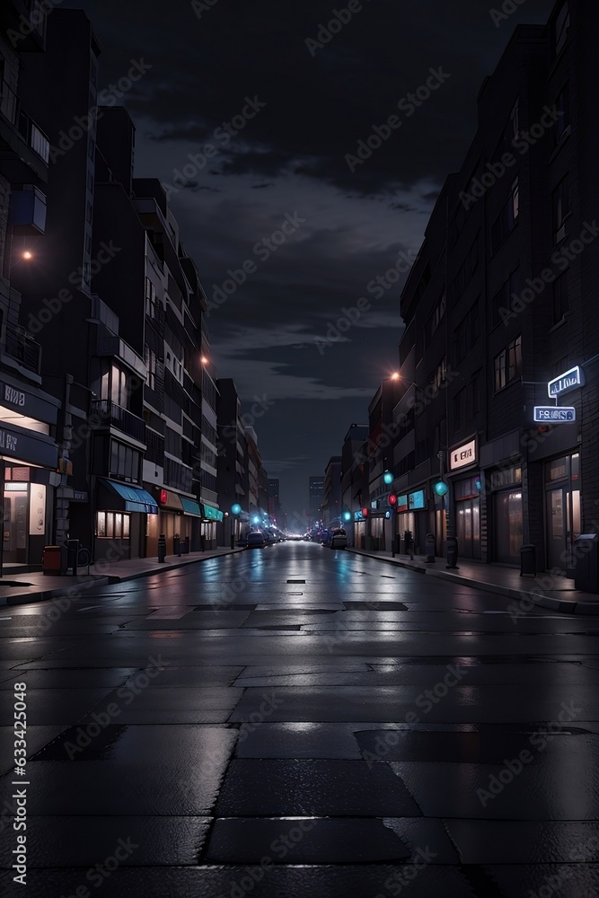 night view of the city street, Illuminated Urban Landscapes: Captivating Night View of City Streets