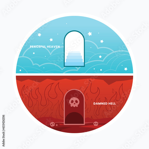 Heaven and hell in a circle. Isolated Vector Illustration