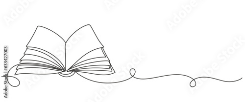 Open book line art style vector illustration