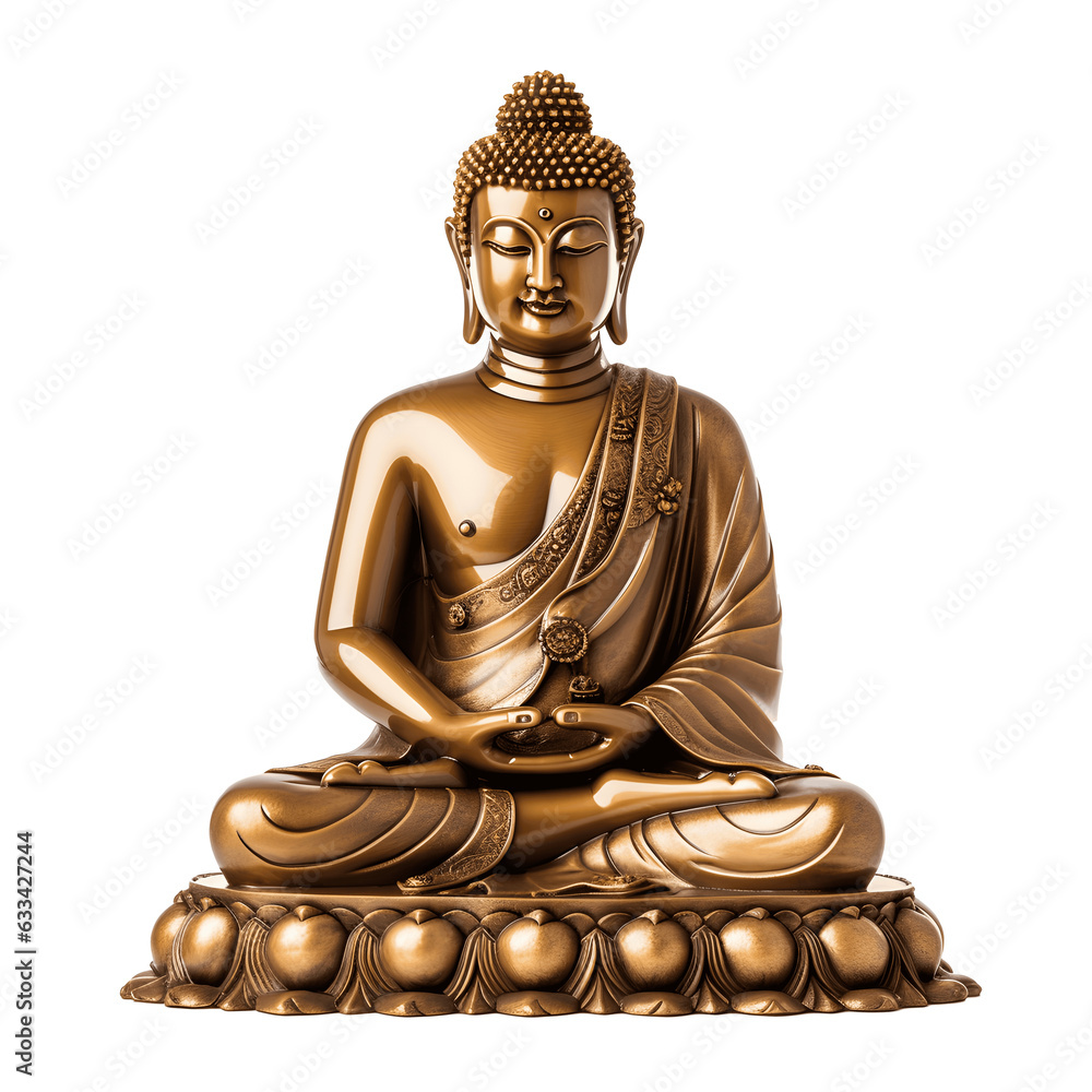Fototapeta premium Brown Buddha Sculpture isolated, Serene Decor
