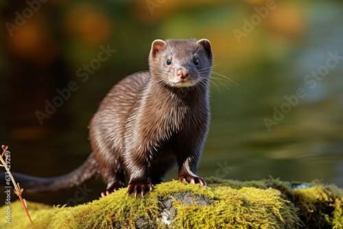 European mink. Representative of animals from the IUCN red list. photo