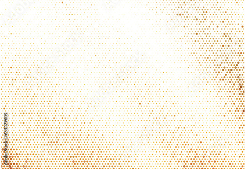 Gold halftone on black background. Vector golden glitter with dotted sparkles or halftone shine pattern texture Pop Art Style Background. 