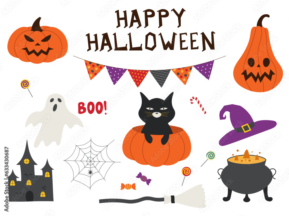 Halloween element vector set hand draw for Halloween cartoon Halloween element vector set hand draw for Halloween cartoon