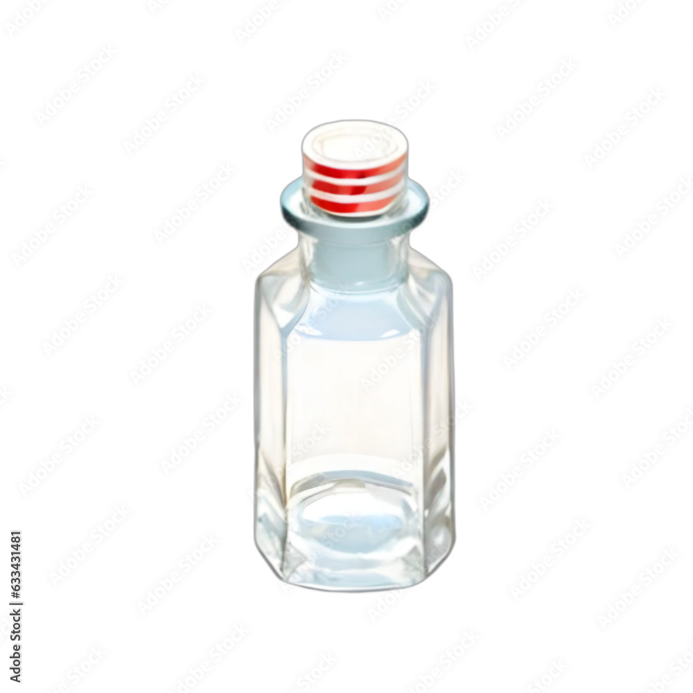 small empty glass bottle, red lid, vector, generative ai small empty glass bottle, red lid, vector, generative ai
