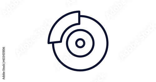 car disc brake icon. Thin line car disc brake icon from car parts collection. Outline vector isolated on white background. Editable car disc brake symbol can be used web and mobile