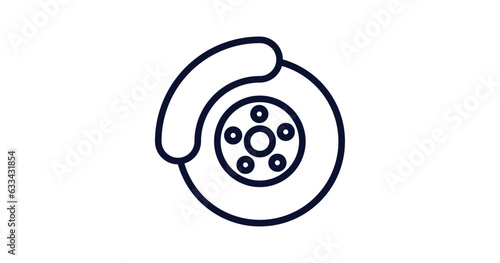 car brake icon. Thin line car brake icon from car parts collection. Outline vector isolated on white background. Editable car brake symbol can be used web and mobile