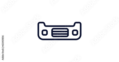 car bumper icon. Thin line car bumper icon from car parts collection. Outline vector isolated on white background. Editable car bumper symbol can be used web and mobile