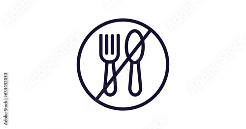 no eating icon. Thin line no eating icon from food collection. Outline vector isolated on white background. Editable no eating symbol can be used web and mobile