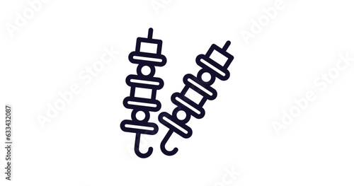 brochette icon. Thin line brochette icon from food collection. Outline vector isolated on white background. Editable brochette symbol can be used web and mobile