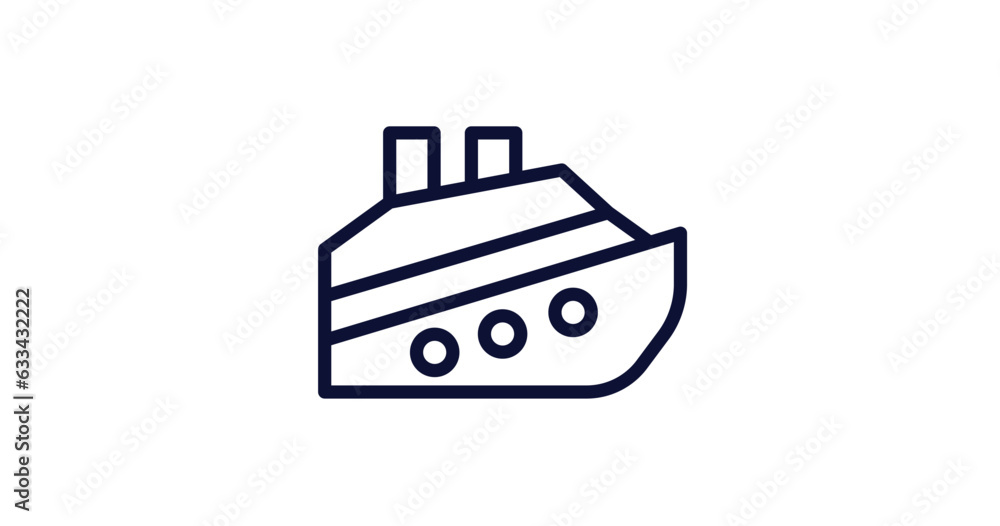 cruise ship icon. Thin line cruise ship icon from nautical collection. Outline vector isolated on white background. Editable cruise ship symbol can be used web and mobile cruise ship icon. Thin line cruise ship icon from nautical collection. Outline vector isolated on white background. Editable cruise ship symbol can be used web and mobile