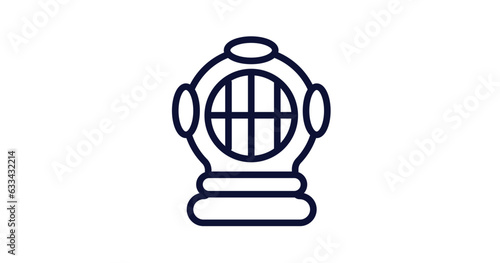 diving helmet icon. Thin line diving helmet icon from nautical collection. Outline vector isolated on white background. Editable diving helmet symbol can be used web and mobile