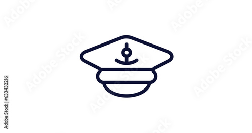 captain hat icon. Thin line captain hat icon from nautical collection. Outline vector isolated on white background. Editable captain hat symbol can be used web and mobile