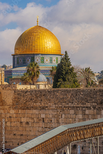Western Wall and Dome of the Rock in the old city of Jerusalem  Israel
