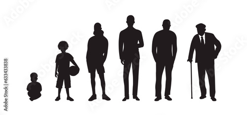 Man at different ages.. Life cycle. Human growth concept vector illustration.