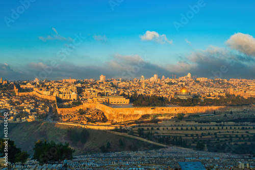 Fotografie, Obraz Jerusalem panorama with Temple Mount, Al-Aqsa Mosque and Dome of the Rock