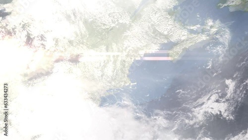 Zoom in from space and focus on Derry, New Hampshire, USA. 3D Animation. Background for travel intro. Elements of this image furnished by NASA photo