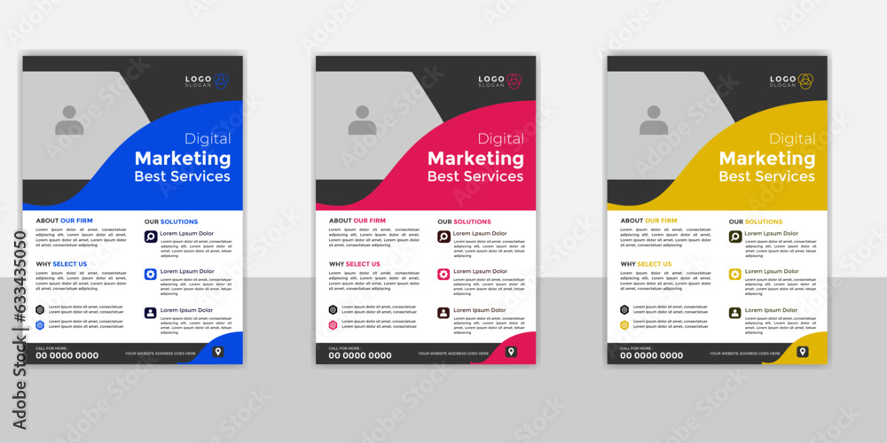 Business Clean digital marketing Best services and modern corporate flyer design, every element is fully editable. With a convenient centralized location template