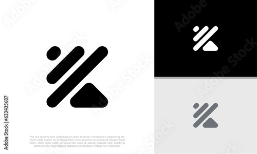 Initials K logo design. Initial Letter Logo. Innovative high tech logo template.