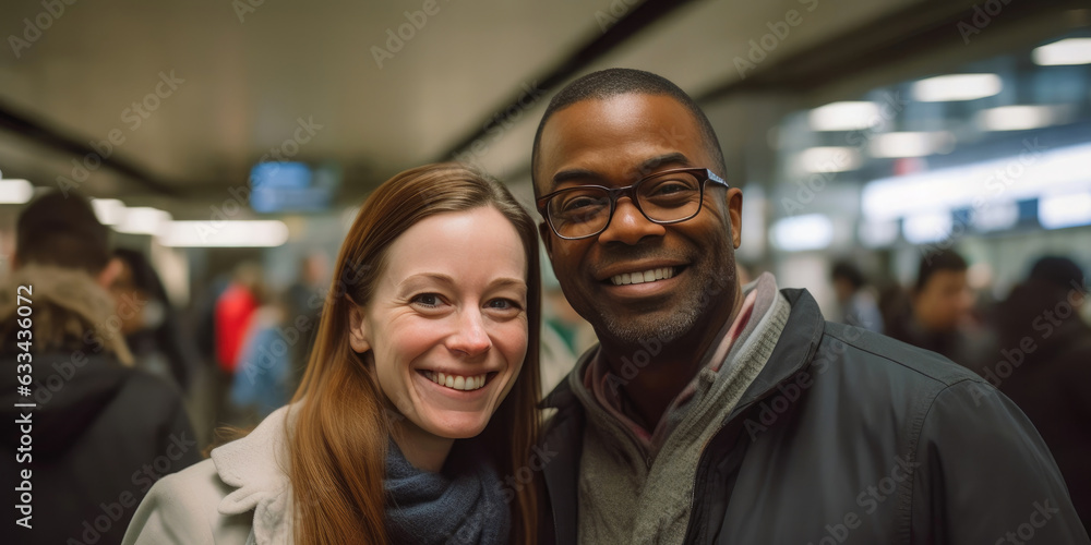35-Year-Old and Partner Sharing Laughter at Station