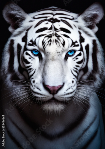 Animal photography of an asian tiger on a black background conceptual for frame