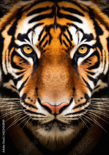 Animal portrait of a wild tiger on a black background conceptual for frame © gnpackz