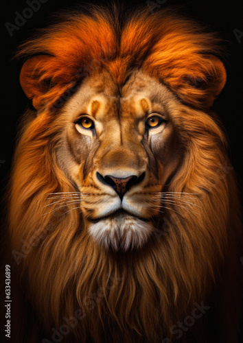Animal portrait of an african lion on a dark background conceptual for frame © gnpackz