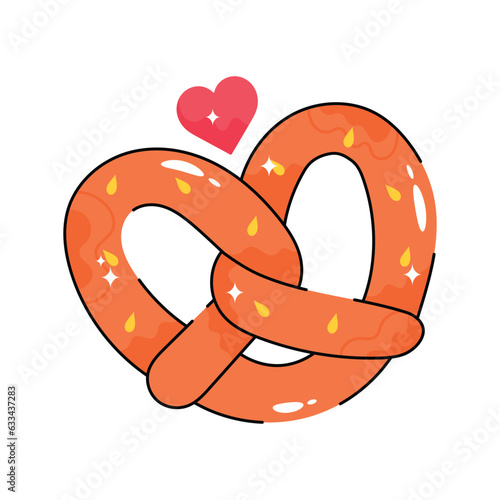 Pretzel doodle vector filled outline Sticker. EPS 10 file