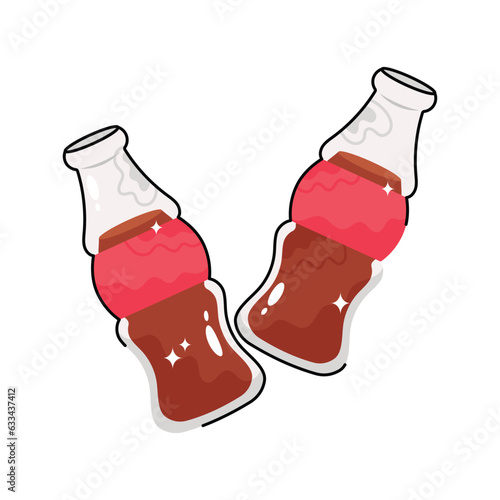 Soft drink doodle vector filled outline Sticker. EPS 10 file