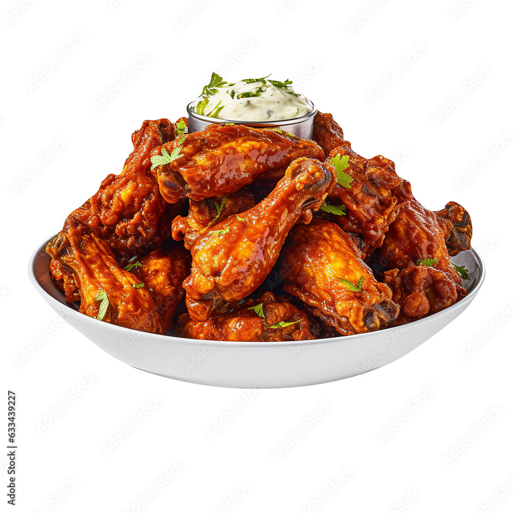 So crispy Chicken wings isolated on transparent background So crispy Chicken wings isolated on transparent background