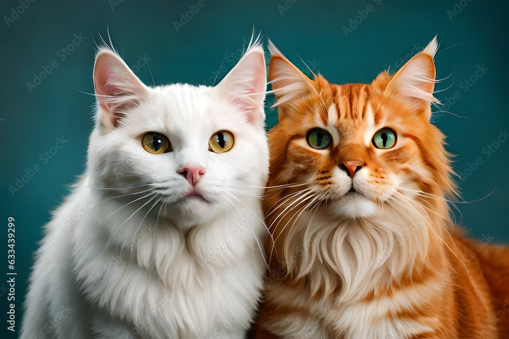  two cats in the one frame generated by AI tool                               
