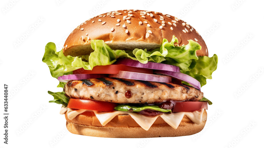 So Yummy Meat Burger with salad isolated on transparent background
So Yummy Meat Burger with salad isolated on transparent background