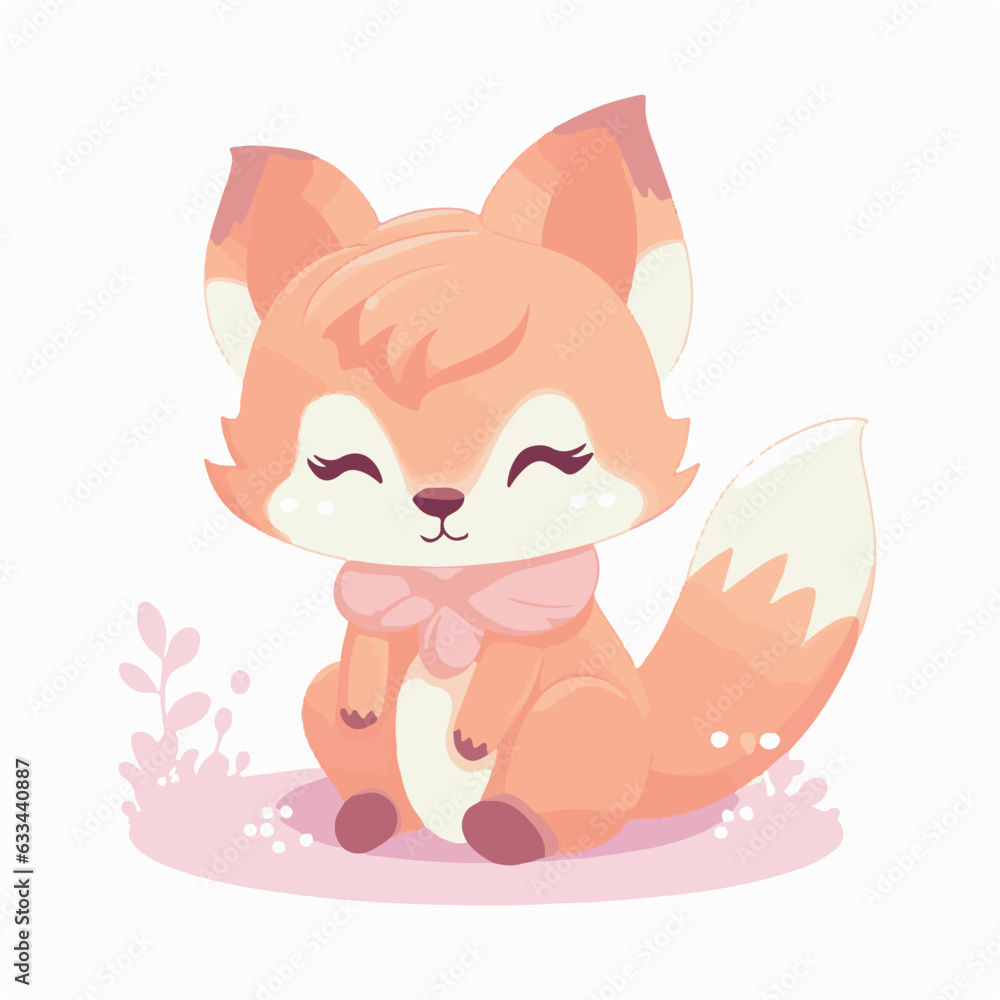 Logo vector illustration of an Kawaii Fox