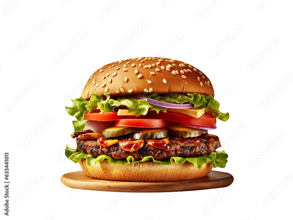 So Yummy Meat Burger with salad isolated on transparent background
So Yummy Meat Burger with salad isolated on transparent background