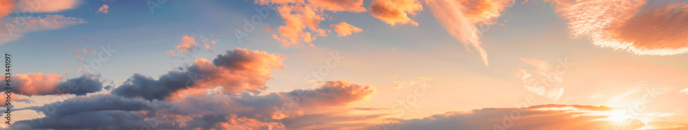 Beautiful clouds and colorful sunset sky in the evening